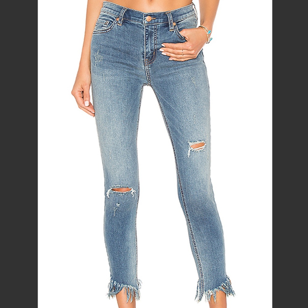 Free People Great Heights Frayed Skinny Jeans
